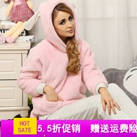 New lady nhung đồ ngủ nhung flannel dịch vụ nhà dài tay mùa thu và mùa đông phù hợp với kích thước lớn dày - Pyjama quần áo nam