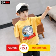Xiaobei boy boy mùa hè đầm áo thun cotton ngắn tay 2019 quần áo trẻ em nửa tay nửa hè Hàn Quốc - Áo thun