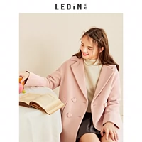 Lecho tình yêu khóa áo len ngọt ngào 2019 mùa thu và mùa đông áo khoác len nữ mới dài qua đầu gối - Trung bình và dài Coat áo khoác dạ nữ ngắn