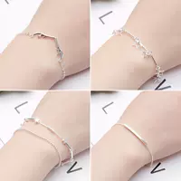 Vòng tay mạ bạc 925 Nữ sinh viên Hàn Quốc đơn giản cá tính ngọt ngào đôi vòng tay Trang sức Hàn Quốc Trang sức trang sức đá mã não đỏ