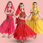 Trẻ em Ấn Độ trang phục khiêu vũ Cô gái múa bụng trẻ em Trang phục khiêu vũ Tân Cương Quần áo khiêu vũ quốc gia quần áo biểu diễn quần áo - Trang phục