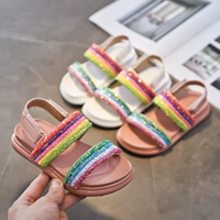 Летние детские сандалии, модная радужная нескользящая пляжная обувь, 2020, мягкая подошва