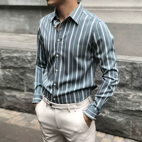 Трендовая рубашка для отдыха, пиджак классического кроя, в корейском стиле, длинный рукав