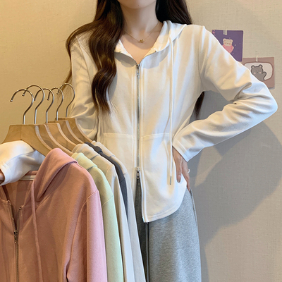 taobao agent Autumn sweatshirt with hood, jacket, top, plus size, long sleeve, fitted