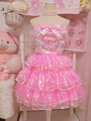 taobao agent Mermaid Ji Girl Sweet Heart Flash Glowing Sweet Layer -layer Cake Wooden Ear Dress Princess Skirt