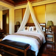 Móc áo đơn 幔 Phong cách Đông Nam Á American B & B Inn Trung Quốc bốn giường đôi bằng vải lanh curtain rèm giường có thanh - Bed Skirts & Valances