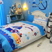 Bộ đồ giường trẻ em bé trai Hàn Quốc Bộ đồ giường cotton bốn mảnh hoạt hình ba mảnh trải chăn - Giường trẻ em / giường em bé / Ghế ăn