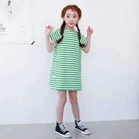 Mô hình bùng nổ Quần áo trẻ em mùa hè Hàn Quốc Váy bé gái thế hệ trẻ em vui nhộn mặc váy cotton sọc A293 - Khác vest đẹp cho bé trai