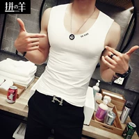Mùa hè phiên bản Hàn Quốc của áo sơ mi bó sát nam xu hướng Slim rộng vai mồ hôi vest nam phần mỏng thoáng khí tay áo cắt - Lót áo ba lỗ tập gym