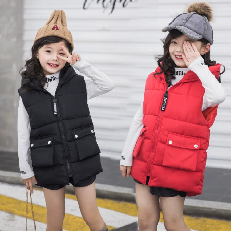 Áo len trẻ em xuống ấm áp cho bé gái mặc áo dài cho bé dày vai dày trong chiếc áo vest mùa đông kiểu trẻ em - Áo ghi lê