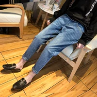 Quần bà bầu mặc 2019 thời trang mới Phụ nữ mang thai quần jeans mùa xuân và mùa thu mẫu quần lửng chín quần mùa hè quần cà rốt - Phụ nữ mang thai quần / quần bụng yếm jean đẹp cho bà bầu