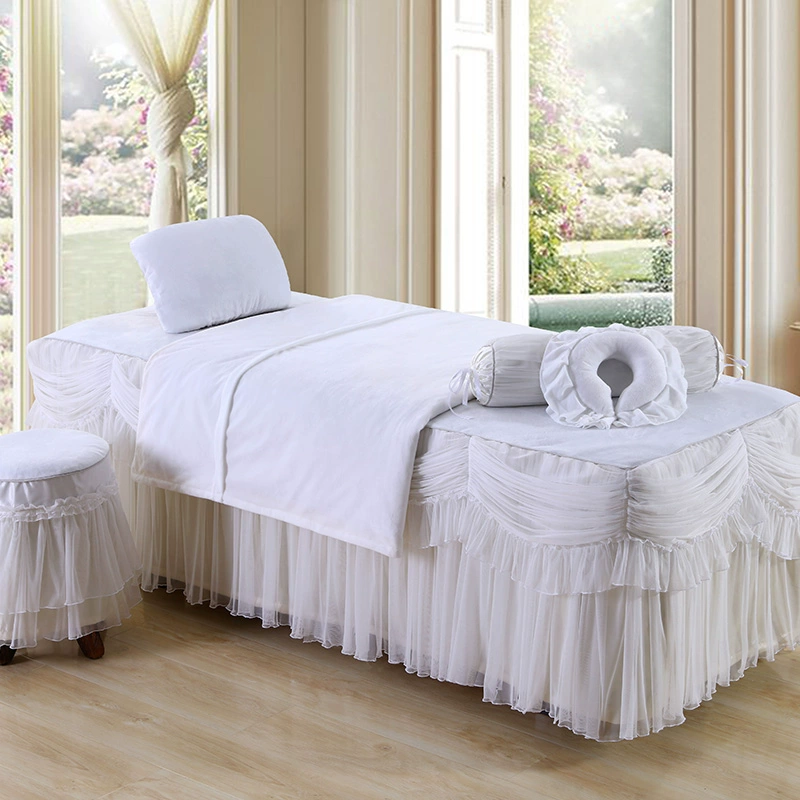 Làm đẹp trải giường bốn mảnh pha lê nhung cao cấp Châu Âu thẩm mỹ viện massage giường bọc bông nguyên chất dày ấm áp đơn giản - Trang bị tấm