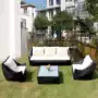 Sofa mây ba người ban công sân vườn vườn sofa ngoài trời mây giả mây ngoài trời mây ghế sofa mây đồ nội thất 1 + 1 - Nội thất siêu thị xe đẩy hàng 4 bánh