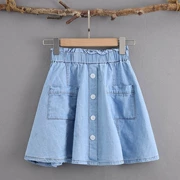 Váy cô gái váy denim mùa hè mỏng 2019 phong cách mới Cô gái hoang dã trong váy trẻ em lớn - Váy