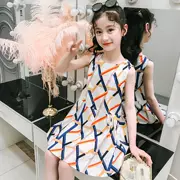 Quần áo trẻ em bé gái mùa hè mới 2019 trẻ em lớn phiên bản Hàn Quốc của áo vest sọc hình công chúa váy - Khác