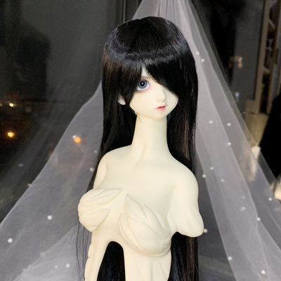 taobao agent [Free shipping] BJD wig long hair blank eyes cover the eyes, long bangs doll hair