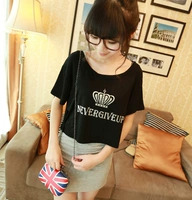 Короткая футболка, в корейском стиле, свободный крой, короткий рукав