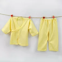 Демисезонное нижнее белье для новорожденных, термобелье, хлопковый комплект, пижама, топ, штаны, 0-3 мес., длинный рукав
