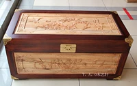 Chạm khắc gỗ Dongyang, hoa và chim, góc bọc màu, hộp cây du, hộp quần áo, hộp đám cưới, hộp thư pháp, hộp tem - Cái hộp hộp gỗ đựng đồ