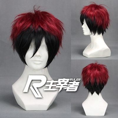 taobao agent 主宰者 Kuroko's basketball fire, big red mixed black short hair cosplay wig fake hair 301b