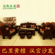 Dongyang mahogany nội thất Lào sofa gỗ hồng đỏ Sofa gỗ cổ xưa Han Gong Chunxiao sofa 11 bộ - Bộ đồ nội thất