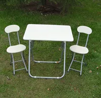[50 * 70] đặc biệt màu trắng giản dị gấp bàn ghế ngoài trời di động bàn ghế không gian chủ gấp đồ nội thất bộ bàn ghế cafe ngoài trời