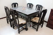 Bàn ăn gỗ gụ bàn ghế gỗ đàn hương màu tím nhạt Bàn ăn hình chữ nhật phong cách Trung Quốc phòng khách kết hợp bàn ăn chạm khắc - Bộ đồ nội thất