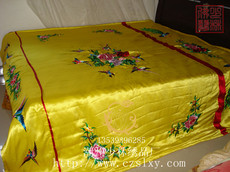 Вышивка Гуандун 潮州少林绣业精品真丝被套被罩床套潮绣刺绣花双人三件套定做批发