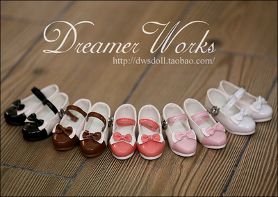 taobao agent SD BJD 4 points 3 minutes baby shoes candy bows stitching shoes 1/3, 1/4 five color selection