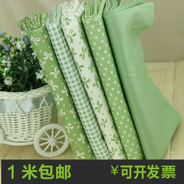 Hoa kẻ sọc ngọc nước dot màu xanh lá cây twill bông vải nhóm handmade TỰ LÀM vải tươi giường vải cotton vải tweet