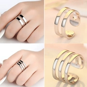 Bạc 925 sterling Nhật Bản và Hàn Quốc phiên bản nhẫn khí nam đơn giản ba vòng mặt trơn đôi nhẫn chỉ số ngón tay đeo nhẫn trẻ em - Nhẫn