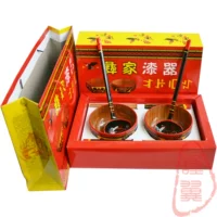 Sichuan Liangshan Specialty Yi Folk Lacquerware Painting Pure Handicraft Rice Bowl Spoon Spoon Dable Borge Box -Painted