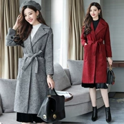 2018 mùa thu và mùa đông quần áo thời trang xương cá mẫu áo Hàn Quốc phiên bản của eo là mỏng trên đầu gối phần dài ladies len áo triều