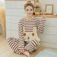 Mùa hè và mùa thu 13 cha mẹ và con mẹ và con gái 5 đầy đủ gia đình dài tay cotton ngủ quần áo 8 trẻ em bé 15 bộ nhà đồ gia đình dễ thương