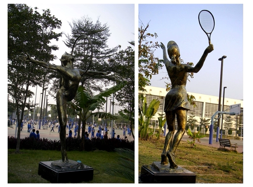 Скульптура кампуса Гуандун Провинциальная спецификация инженерная производство Скульптура Абстрактная спортивная спортивная ландшафтная эскиза