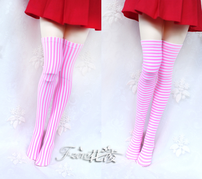 taobao agent [Flower Ling] BJD socks 3 minutes 4 minutes long cylinder socks, thigh socks, vitality, girl fluorescent powder striped socks