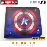 Captain America Anime ví Avengers League nam giới và phụ nữ sinh viên ngắn Marvel phim hoạt hình trò chơi ví