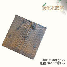 Декоративные украшения 【台湾华冈】中式樟子松实木碳化底座花架托古董架风水轮底座摆件 Hua gang ceramics