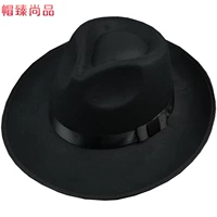 Шанхай пляж мужская ретро -ретро -компания ежегодная конференция Black Big Jazz Hat Hat Xu Wenqiang Hat Stage Stage Hat Hat
