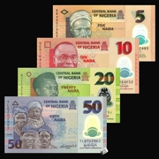 [Châu phi] brand new UNC Nigeria 5-50 Naira 4 bộ nhựa tiền giấy tiền nước ngoài tiền giấy tiền giấy