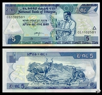 [Châu Phi] New Ethiopia 5 Bill Tiền giấy nước ngoài Coin 2007-15 dong xu co xua