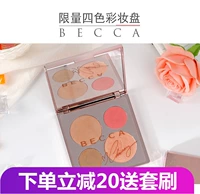 BECCA Chrissy đá cẩm thạch đỏ mặt bốn màu công suất cao sửa chữa ánh sáng make-up khay trang trí đường viền với bộ bàn chải bảng mắt violet