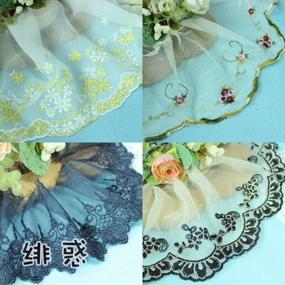 taobao agent Feiwu Handmade DIY 24 color ultra -wide buds, Ougen gauze embroidered lace 1 meter baby clothes hair clip material