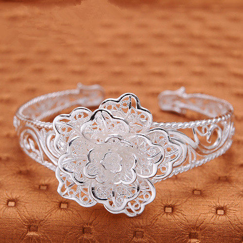 云南西双版纳傣族手工纯银99银手镯送女友时尚简单镂空精致定做款