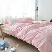 Bông phong cách Nhật Bản tốt giặt bông bốn mảnh cotton nhỏ màu hồng tươi trắng ký túc xá cotton rắn ba mảnh - Bộ đồ giường bốn mảnh bộ ga giường everon