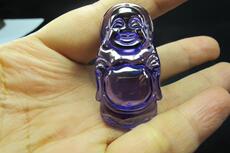 аксессуары для шеи 精品古玩古董珠宝玉石收藏品 清代蓝色宝石雕刻弥勒佛站佛老挂件
