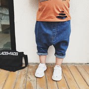 Trai denim cắt quần 2018 mùa hè Hàn Quốc phiên bản của quần áo trẻ em bé kéo 裆 haren quần trẻ em đàn hồi quần short denim