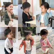 Chen Chen Ma bé quần áo trẻ em bé dệt kim điều hòa không khí cardigan coat phần mỏng hoang dã 3 năm tuổi trẻ em gái quần áo chống nắng
