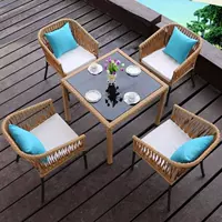 Đơn giản hiện đại ngoài trời bàn ghế wicker ghế năm mảnh vườn giải trí bàn ghế mây đồ nội thất giả mây bàn ăn và ghế - Bàn ghế ngoài trời / sân bộ bàn ghế ngoài trời