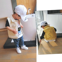 Chàng trai cao bồi vest trẻ em mùa xuân và mùa hè mỏng mô hình bé trai áo khoác 2018 Hàn Quốc phiên bản mới cô gái nhỏ vest thủy triều áo gile trẻ sơ sinh
